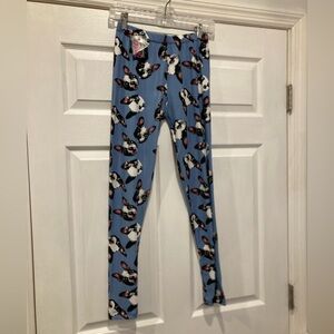 Legging Army Blue Dog Print Leggings Small French Bulldog Stretch Pants Cute